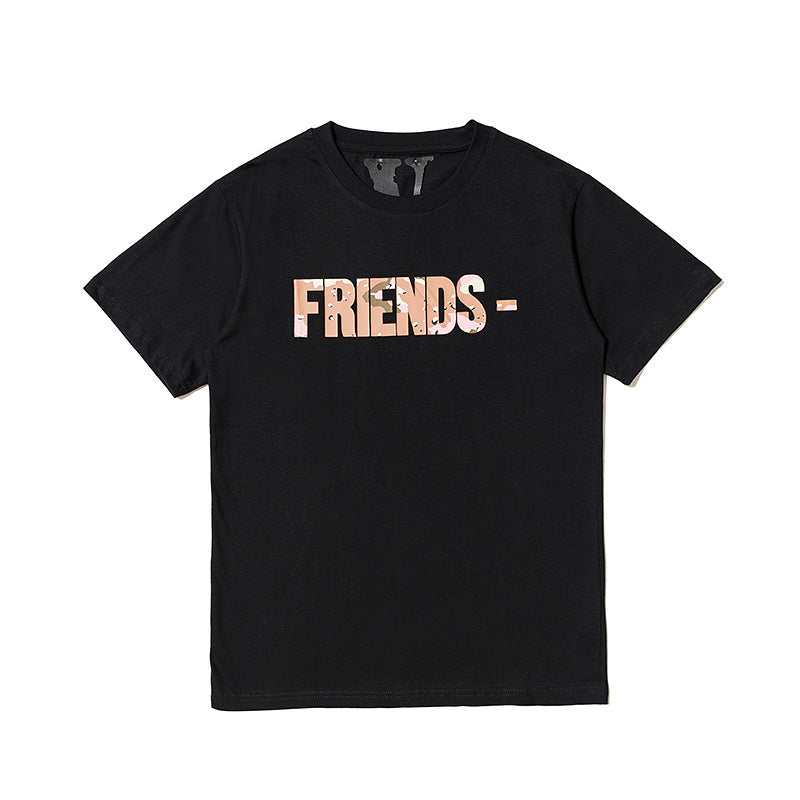Vlone T Shirt Large V Short Sleeve Men'S And Women'S Cotton T-Shirt