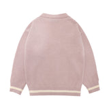 Men Sweater Cartoon Embroidery Color Matching Sweater Coat Men's Loose V-neck Cardigan Sweater