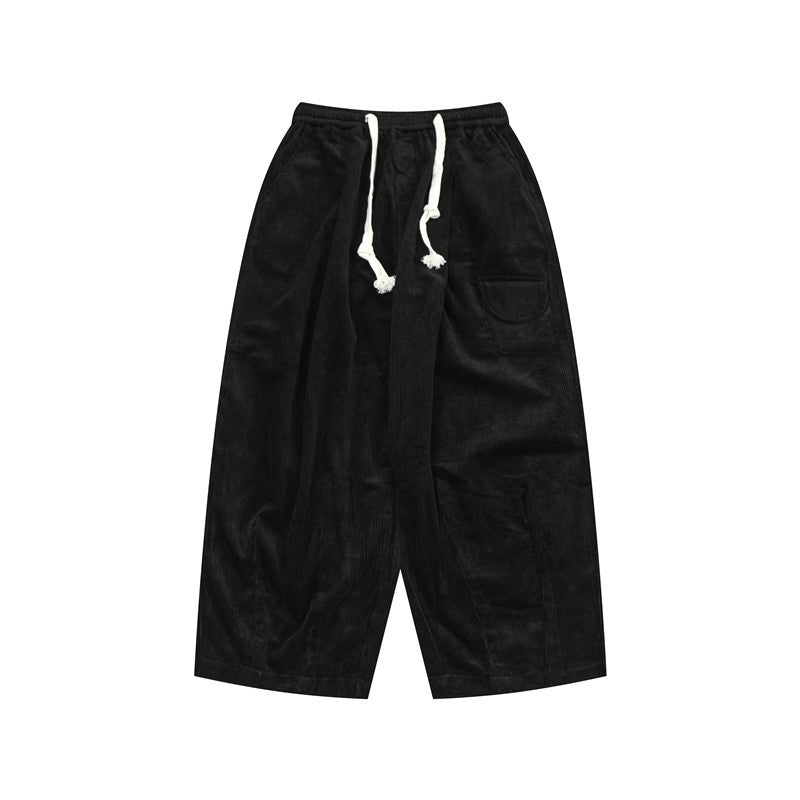 Man Fall Fall Vintage Solid Color Corduroy Straight-Leg Pants Men Loose Lovers Wild Workwear Casual Pants