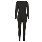 Fall Women's Clothing Sexy Low Cut High Waist Hip Lift Tight Casual Sports Fitness Jumpsuit