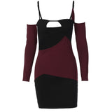 Kendall Jenner Wedding Guest Dress Color Contrast Patchwork Sexy Cutout Sling