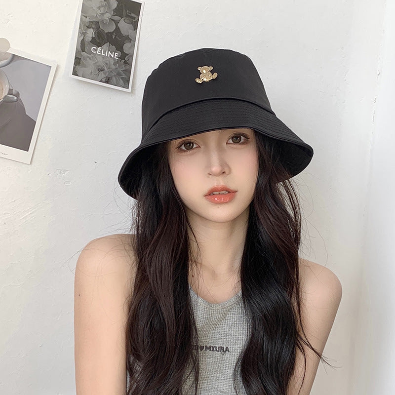 Women Bucket Hat Bear Fisherman Sun-Proof