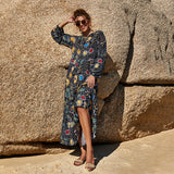 Coachella Music Festival Outfits Fashion Early Spring Printed Dress Casual Long Sleeve Loose