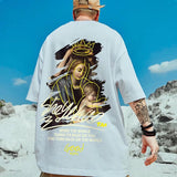Men T-Shirts Bear Printed Graffiti Loose Half Sleeve