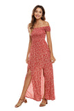 Coachella Music Festival Outfits Spring and Summer Sexy Wrapped Chest Floral Print Slit Short Sleeve Dress