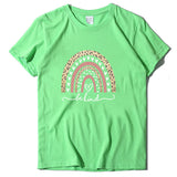 Valentine's Day T Shirt Women's Short-Sleeved T-shirt Heart Leopard Print Cotton