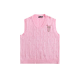 Men Sweater Chain Pin Sleeveless Sweater Vest Men Vest Coat