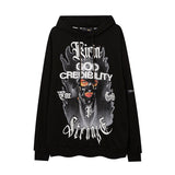 Man Fall Outfits Hip Hop Print Loose Shoulder Hooded Sweater for Men and Women
