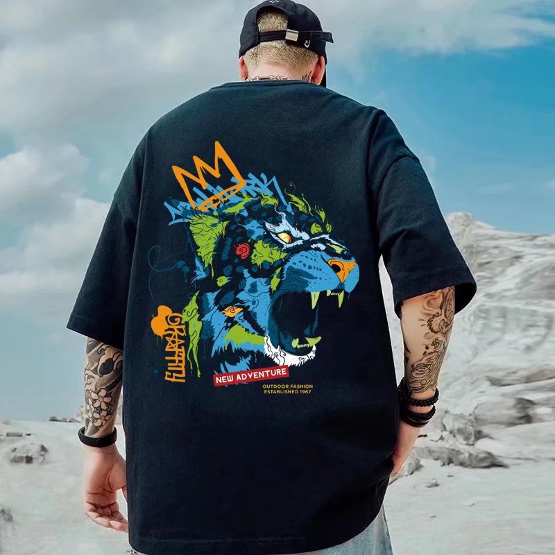 Men T-Shirts Printed Loose Half Sleeve