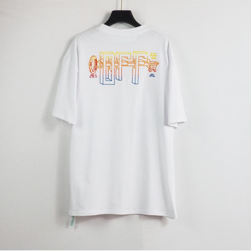Off White T Shirt Cartoon Printed Arrow Short Sleeve Tshirt Pure Cotton Owt