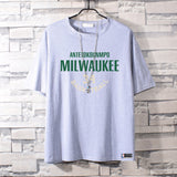 Basketball Sports T Shirt Nba Stag No. 34 Basketball Sports Student Short Sleeve T-Shirt Men