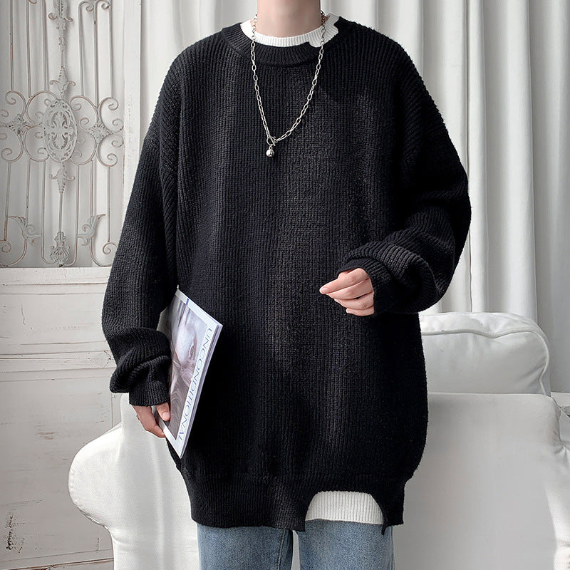 Men's Sweatshirt Autumn and Winter Men's Color-Block Crew Neck Leisure