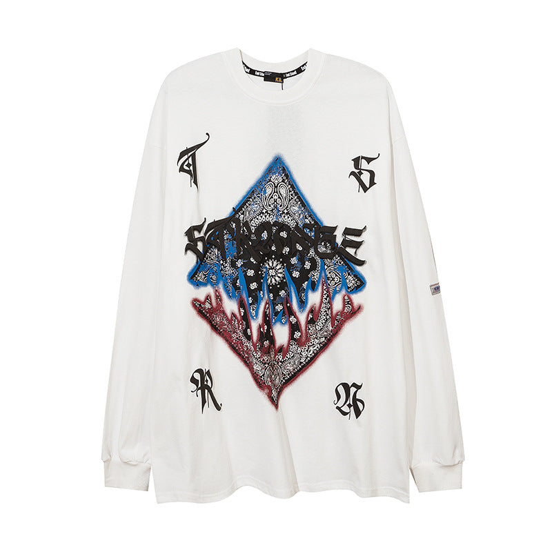 Man Fall Outfits Printed Long-Sleeved T-shirt Couple Hip-Hop Fashionable Brand Inner Wear Blouse Men