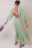 Kendall Jenner Wedding Guest Dress Ruffled V-neck Wrap Style Waist Slimming Floral Mid-Length