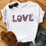 Valentine's Day T Shirts Couples Spring and Summer Women's Clothing T-shirt Short Sleeve Heart Printing Bottoming Shirt