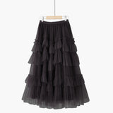 MIDI Mauve Skirt Autumn and Winter Mesh Dress Fashion Stitching Skirt