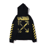 Off White Hoodie With Arrow Print Plus Size Casual, Stylish And Comfortable Sweater Cotton Men'S Clothing Owt