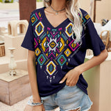 Romanian Gypsy Outfits Western Ethnic Style Short Sleeve T-shirt Top