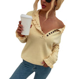 Women 'S Pullover Knit Sweater Button Coat For Autumn And Winter