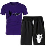 Vlone T Shirts & Shorts 2 Piece Set Men'S Summer Sports Fitness Casual Shorts Suit