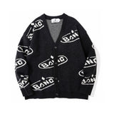 Men Sweater Letter Jacquard Sweater Coat Men's Cardigan Sweater