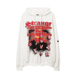 Man Fall Outfits Hip Hop Printed Hoodie Men's and Women's Pullover Black White Autumn and Winter