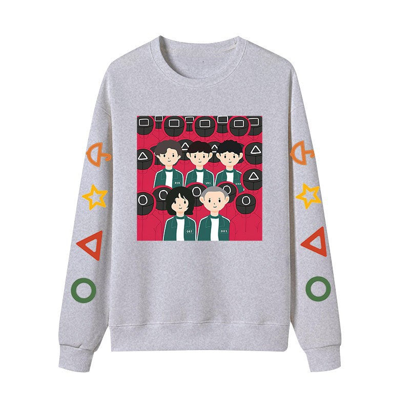 Squid Game Costume Foreign Trade in Stock Squid Game Casual Fashion Men's Women's round Neck Long Sleeve Sweater Pullover