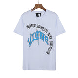 Vlone T Shirt Large V-Shaped Female Print Irregular Couple'S Short-Sleeved T-Shirt