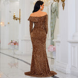 Skin Tight Long Dresses Long Sleeve Sequins Dress Women