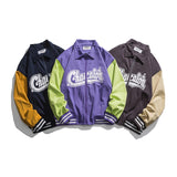 Man Fall Outfis Autumn Colorblock Baseball Uniform Coat Men's Loose Letter Printed Casual Jacket