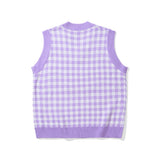 Men Sweater Love Embroidered Plaid Knitted Vest Men's Sweater Coat