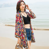 Coachella Music Festival Outfits Printed Cardigan Thailand Desert Loose-Fitting Slimming Coat Sun Protection Shirt Women