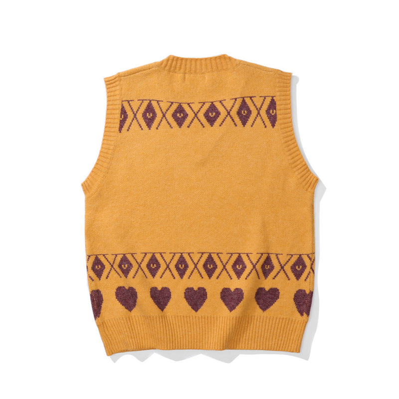 Men Sweater Cartoon Embroidered Knitwear Waistcoat Outer Vest