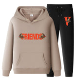 Vlone Hoodie & Pants 2 Piece Set Printed Sweater Casual