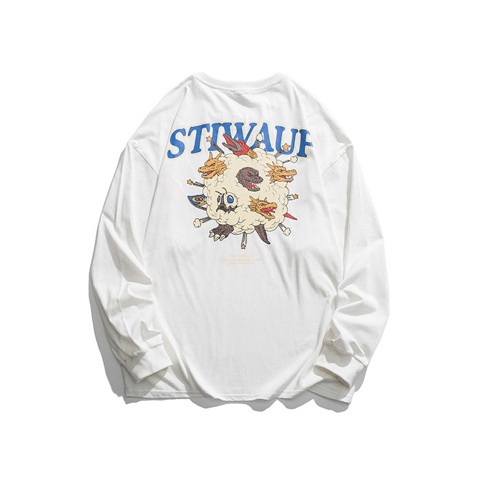 Crew Neck Sweatshirts for Men Men's Clothing Autumn Personality Printed Crew Neck Sweatshirt Loose Leisure Pullover