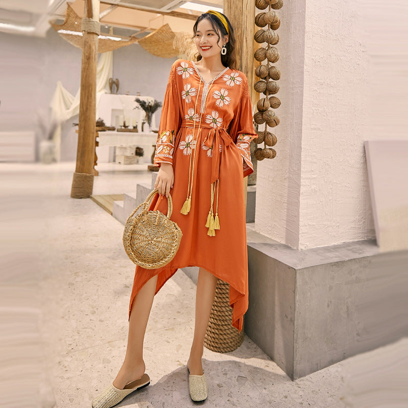 Coachella Music Festival Outfits Summer Bell Sleeve Long Dress Loose Dress for Women
