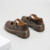 Mary Jane Shoes Summer Buckle Height-Increasing Leather Shoes Women