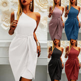 MIDI Mauve Cocktail Dress Solid Color Party Dress Dress