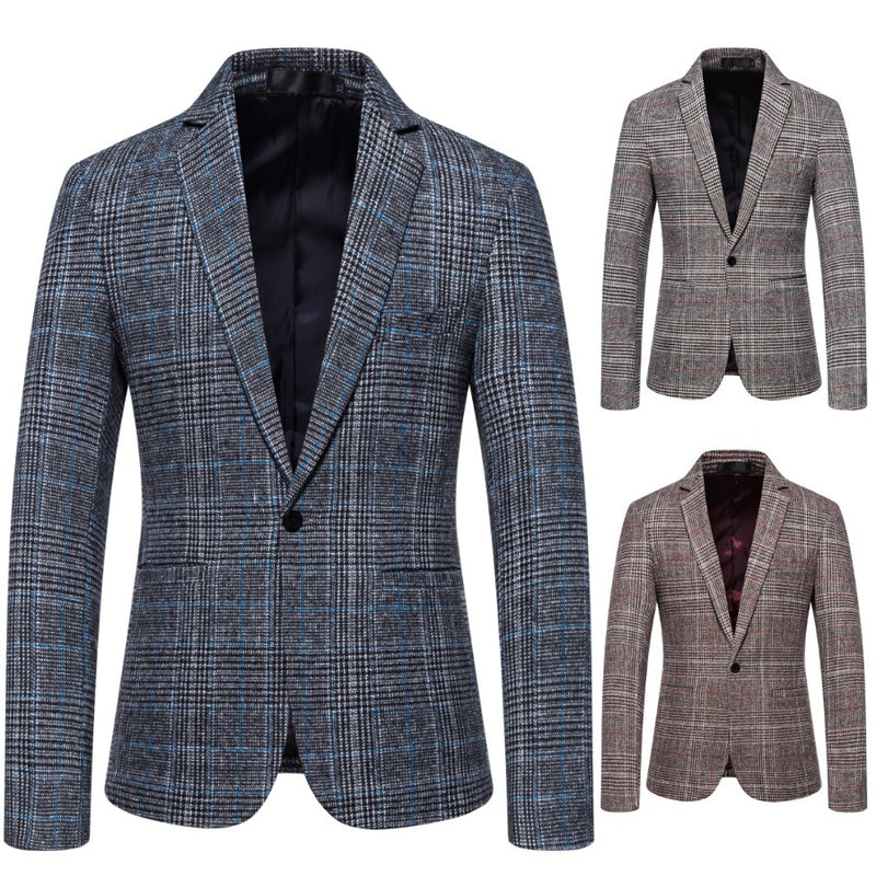 Men Prom Outfits Plaid Suit Business Casual Suit