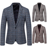 Men Prom Outfits Plaid Suit Business Casual Suit