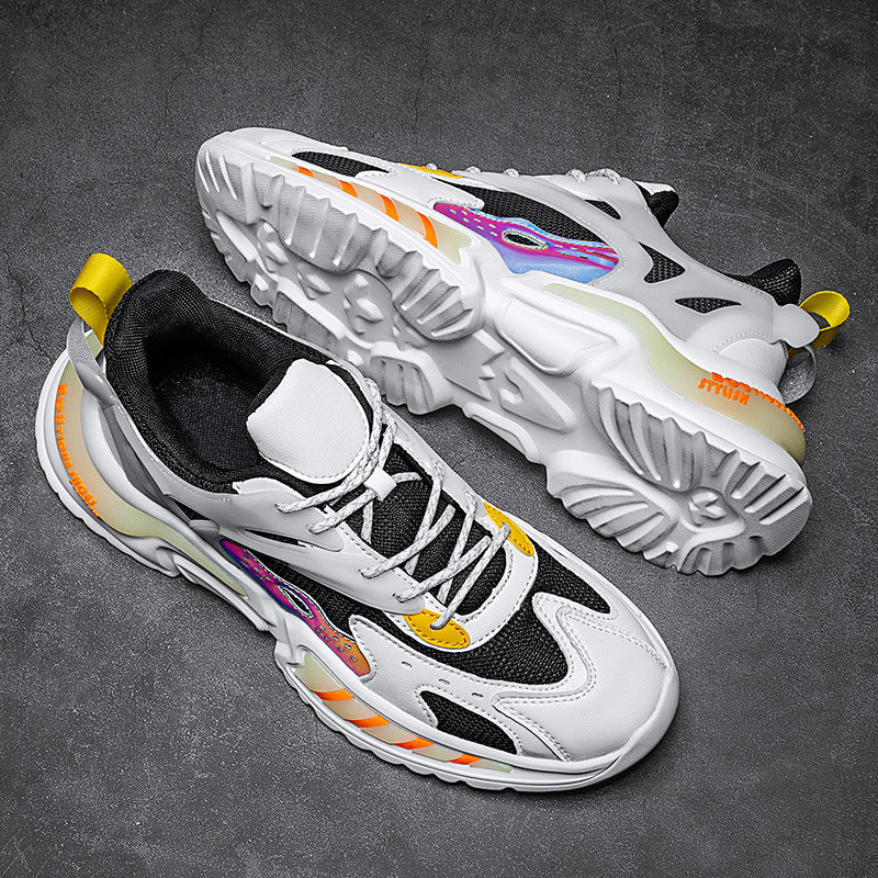 designer Sneaker Shoes Sports Men's Shoes Height Increasing Breathable Shoes Color Matching Luminous Glow Platform Leather