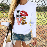 Valentine's Day T Shirts Couples round Neck Leopard Print Love Women's Casual Long Sleeve Bottoming Shirt