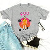 Squid Game Costume printed loose cotton round neck short sleeve t-shirt for women