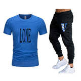 Vlone T Shirts & Pants 2 Piece Set Men'S Suit Summer T-Shirt Short Sleeve Trousers Sports And Leisure