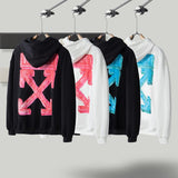 Off White Hoodie With Arrow Print Plus Size Casual And Comfortable Sweater Men'S Cotton Owt