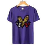 Valentine 'S Day T Shirts Couples Leopard Print Heart Printing Loose Pullover Women