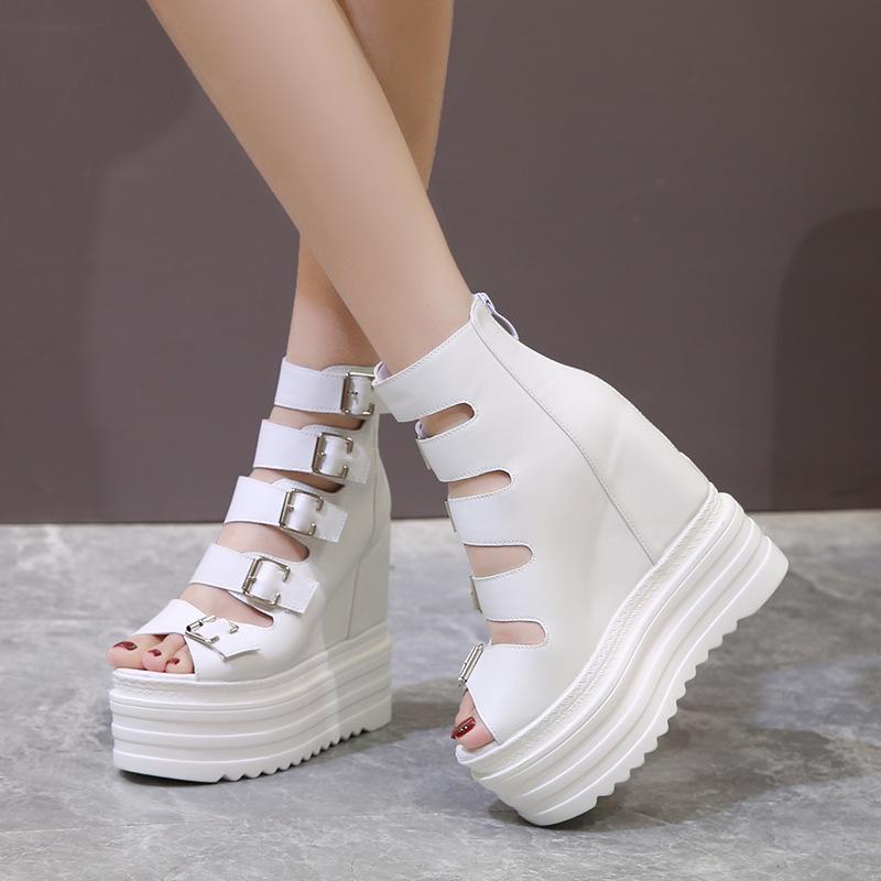 Platform Heels for Women Platform Hollow-out Sandal Boots
