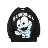 Men Sweater Cartoon Fun Spoof Brocade Sweater Men's Loose round Neck Sweater