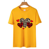 Valentine's Day T Shirts Couples Leopard Print Heart Printing Women's Pullover Short Sleeve T-shirt