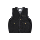 Man Fall Outfis Retro Washed Do the Old Cowboy Vest Men's Loose Overalls